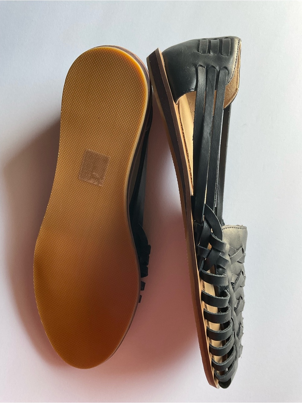 Quince Black Woven Leather Huarache Flats - Picture 3 of 5